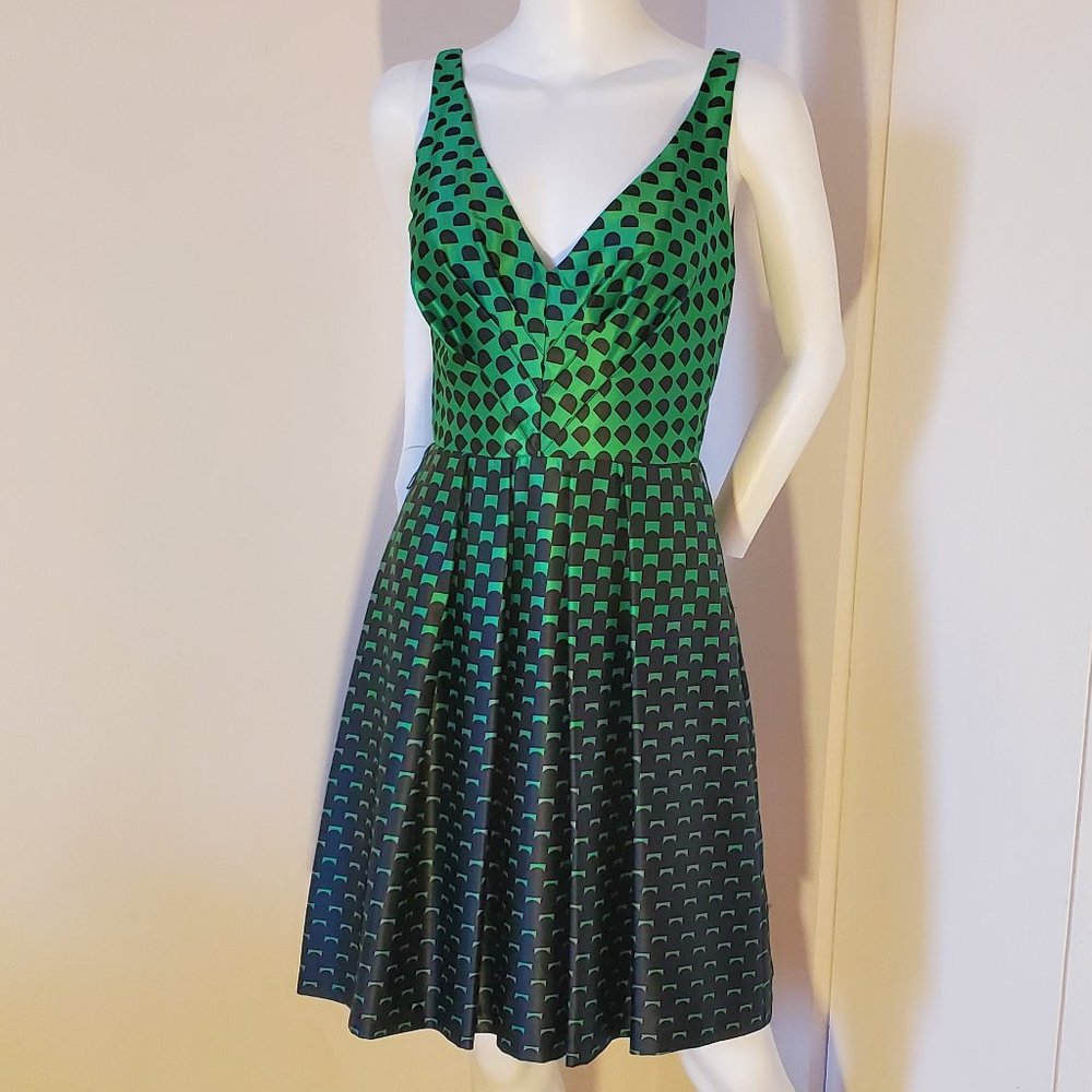 EVA FRANCO | Above the Knees Dress | Green & Black | Size 2